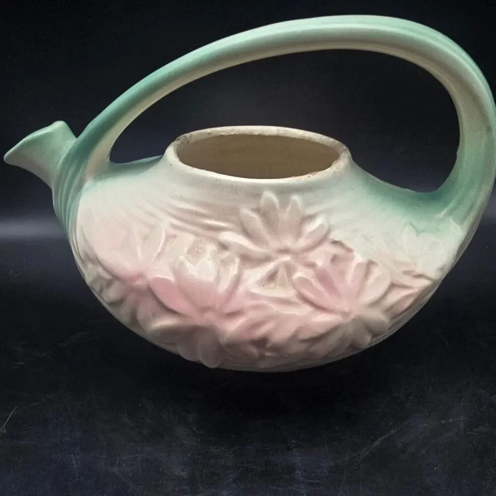 McCoy Pink Green Daisy Tea Pot No Lid Vintage USA Pottery